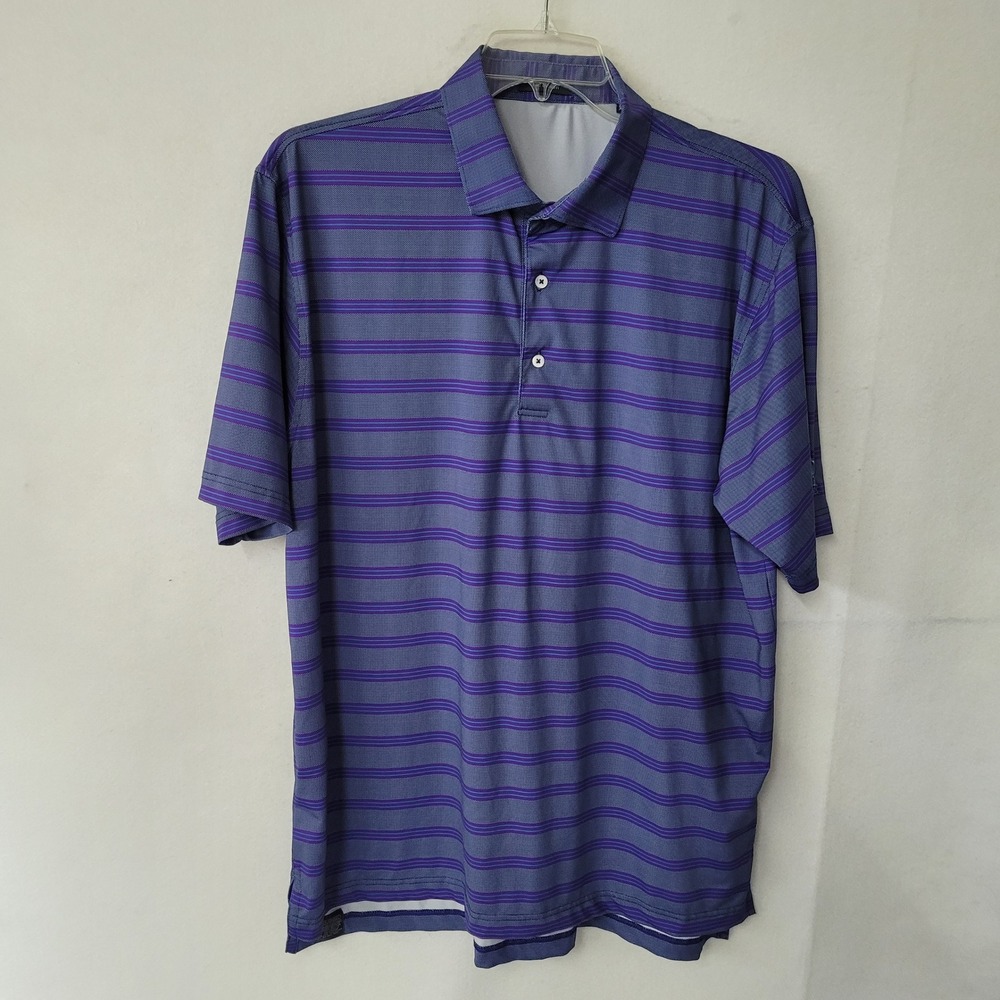 Turtleson Men's XL Golf‎ Polo Shirt Purple Blue Striped Hermitage GC Logo